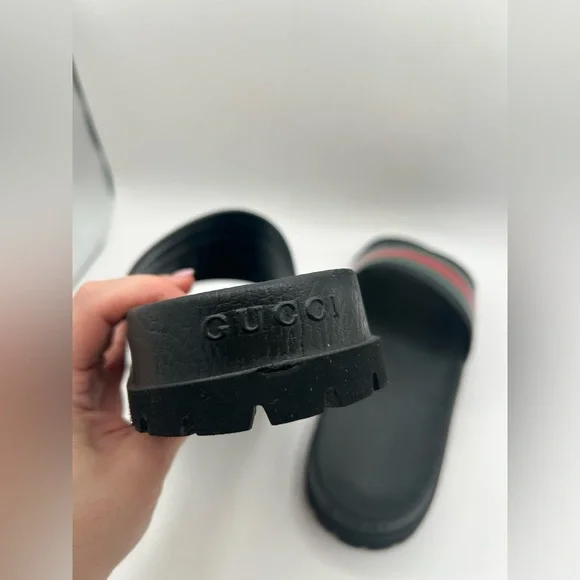 GUCCI AUTHENTIC Web Trek Lug Sole Slides Sandals Green Red Back Men’s 11 429469 - Picture 14 of 14